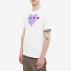 Comme des Garçons Play Men's Red Heart Colour Heart T-Shirt in White/Red/Purple