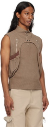 Charlie Constantinou Brown Waffle Jersey Utility Vest