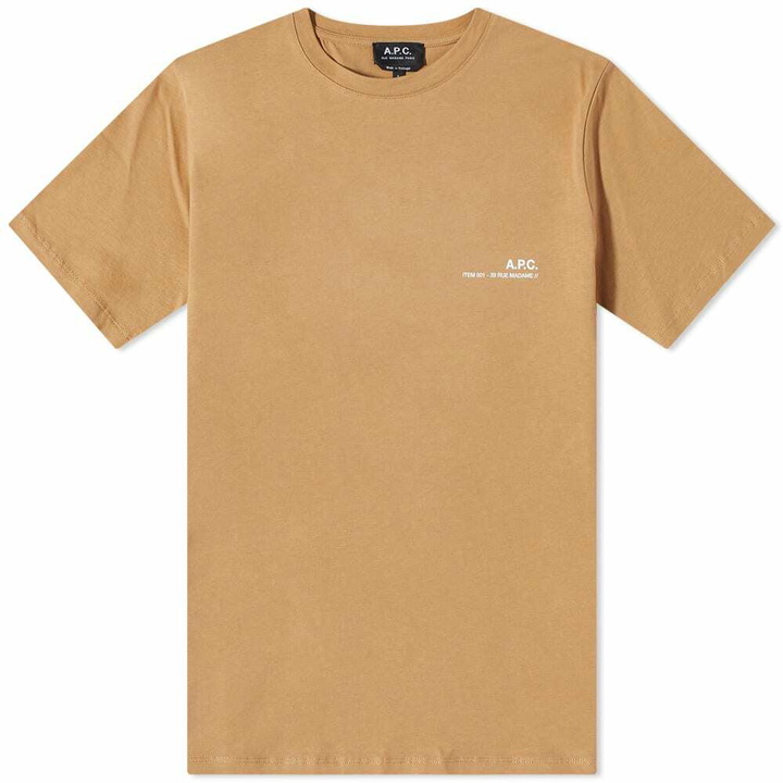 Photo: A.P.C. Men's Item Logo T-Shirt in Baa Beige