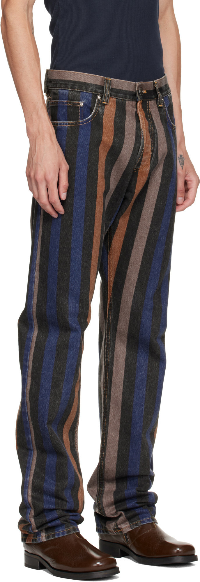 Versace Multicolor Striped Straight Jeans