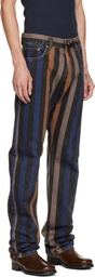 Versace Multicolor Striped Straight Jeans