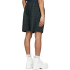 Balenciaga Navy and Green Nylon Tartan Shorts