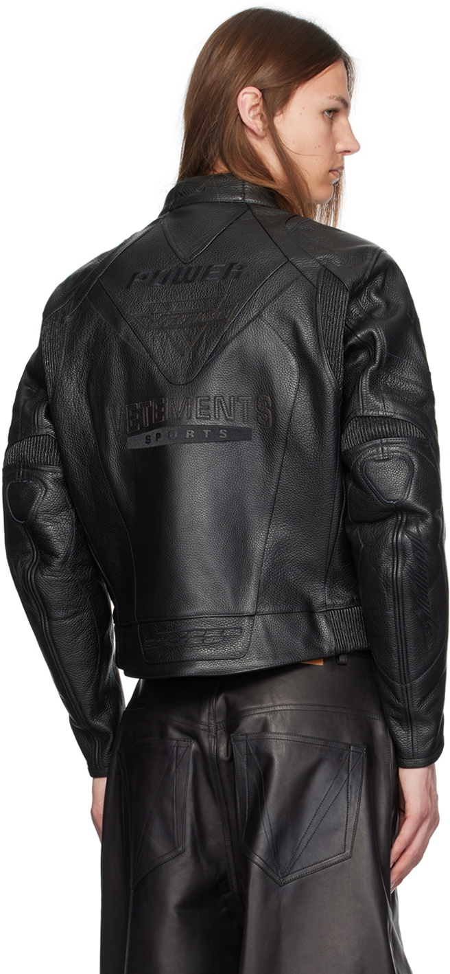 【関税込み】VETEMENTS ブラック Pro Racing レザージャケット VETEMENTS Black Pro Racing Leather Jacket Vetements