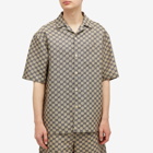 Gucci Men's Jacquard GG Supreme Vacation Shirt in Oatmilk