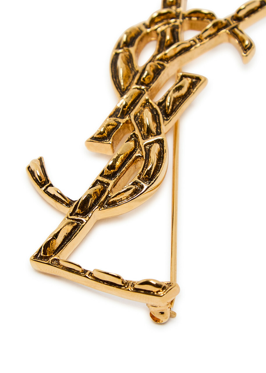 Saint Laurent Opyum Sculpted Metal Brooch - Gold - One Size