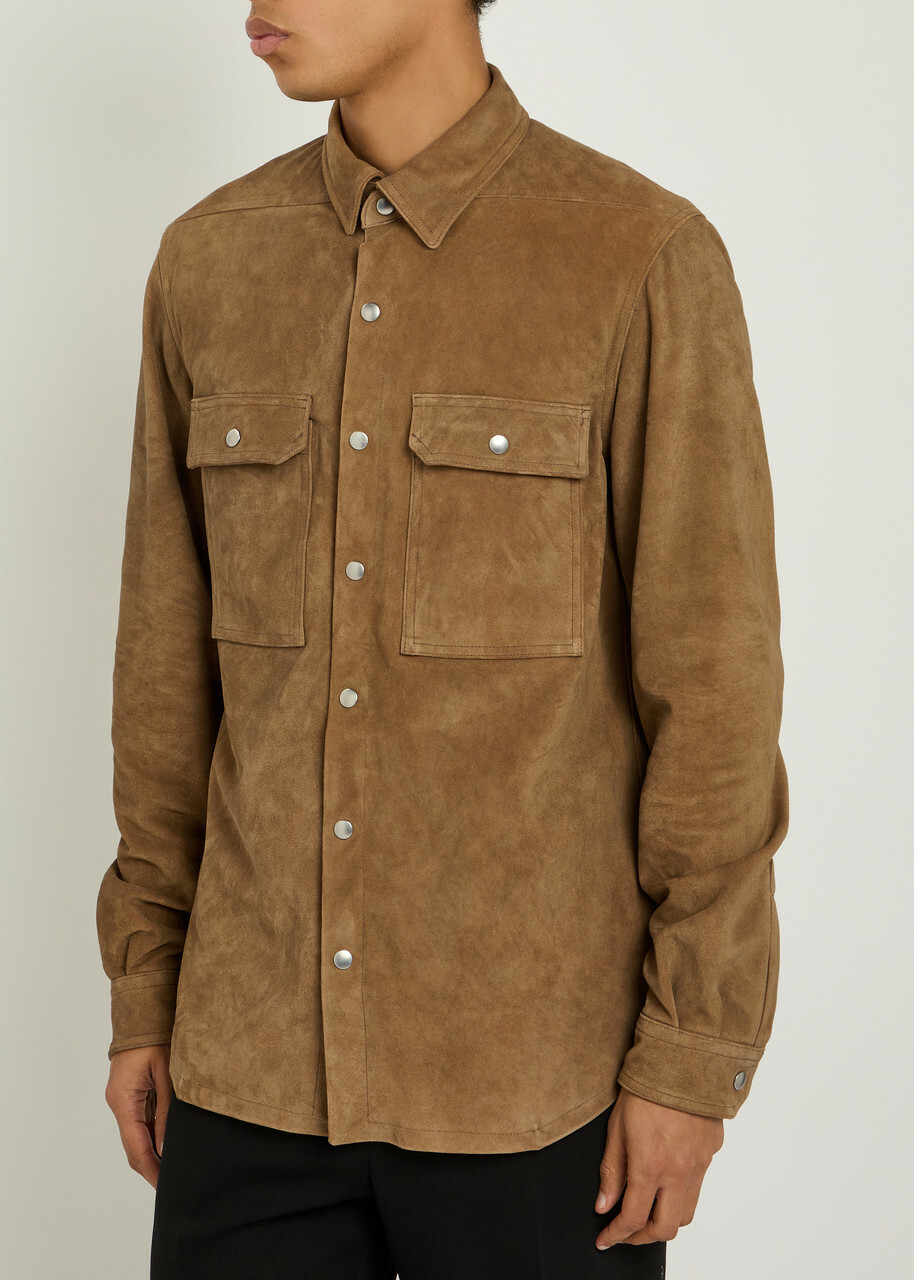 Rick Owens Suede Overshirt Brown