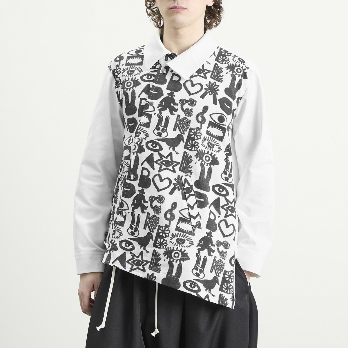 Comme des Garçons Black Men's Cotton Jacket in White/Black