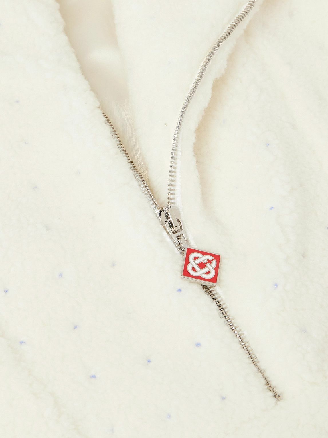 Casablanca - Fleece-Jacquard Half-Zip Sweater - White