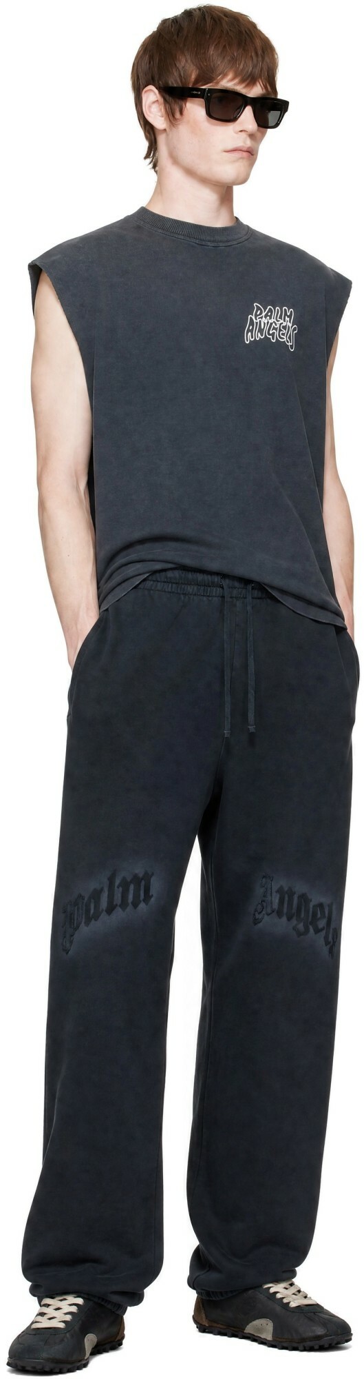 Palm Angels Gray Patch PA Baggy Sweatpants