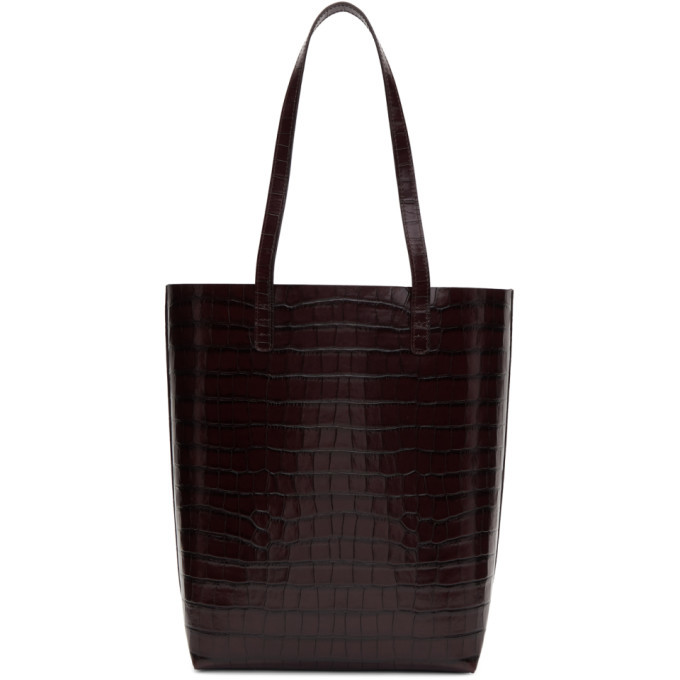 Mansur Gavriel Large Tote Crocodile-Embossed Bag - Grey