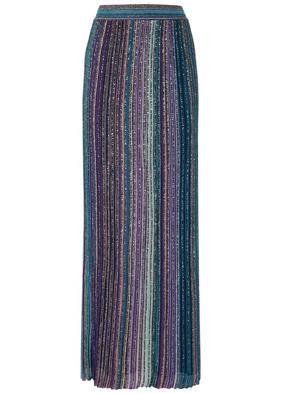 Missoni Striped Embellished Metallic-knit Maxi Skirt