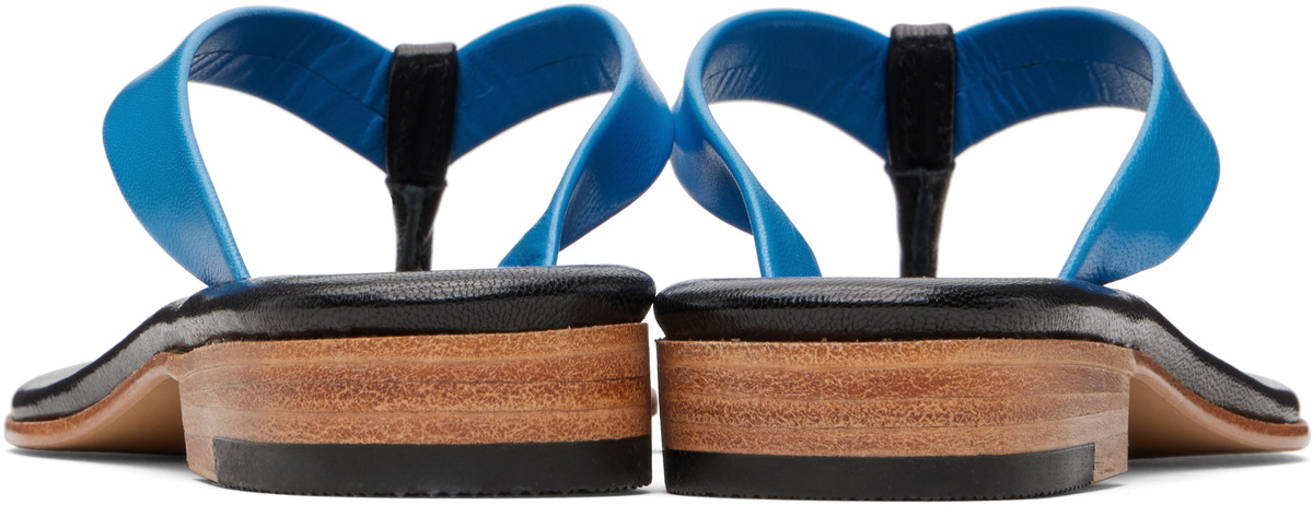 Martiniano Blue & Black Leather Flip-Flops