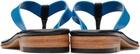 Martiniano Blue & Black Leather Flip-Flops