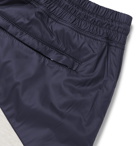 Brunello Cucinelli - Colour-Block Nylon and Mélange Cotton-Blend Jersey Drawstring Shorts - Blue