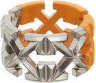 Off-White Silver & Orange Bicolor Arrows Ring