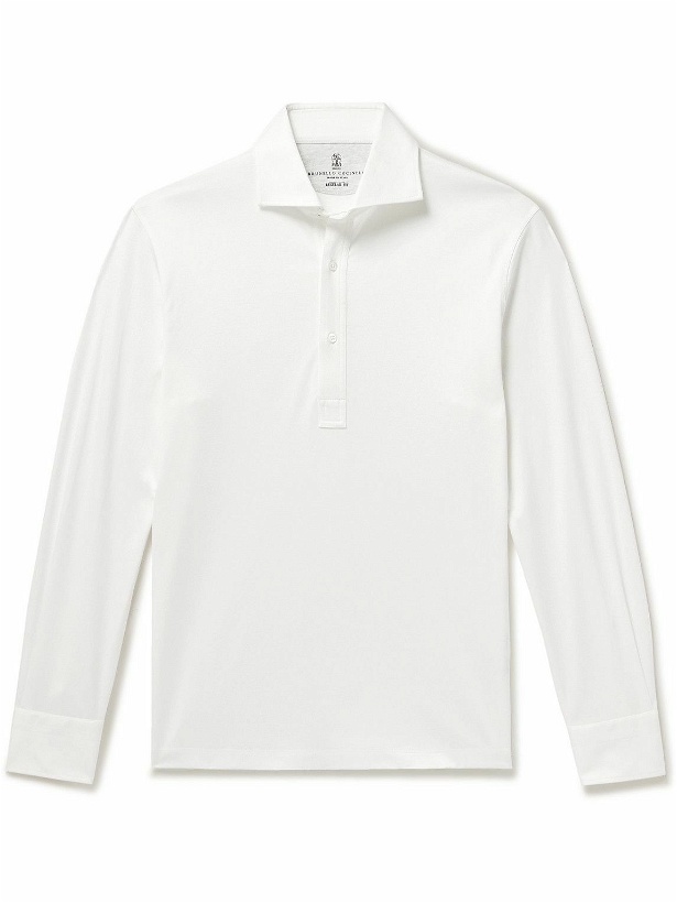 Photo: Brunello Cucinelli - Cotton-Jersey Polo Shirt - White