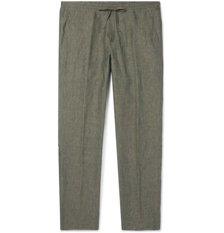 Photo: Loro Piana - Slim-Fit Linen Drawstring Trousers - Army green