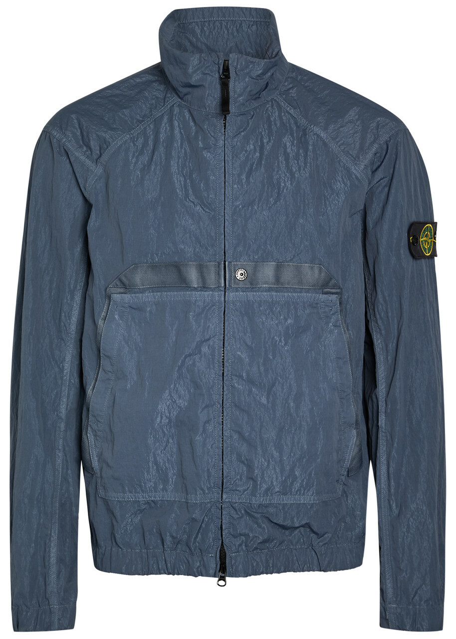 Stone Island Warp Crinkled Nylon Jacket Blue Dark