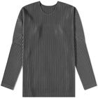 Homme Plissé Issey Miyake Men's Pleated Long Sleeve Top in Bark Grey