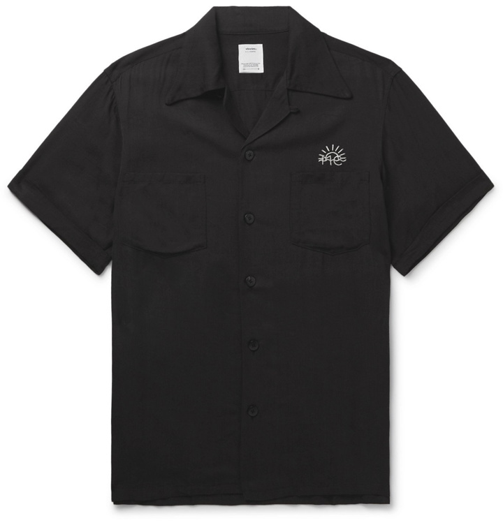 Photo: visvim - Irving Camp-Collar Logo-Embroidered Printed Twill Shirt - Black