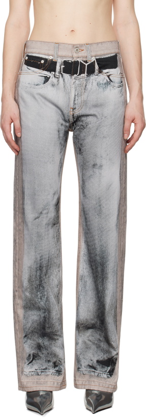 Photo: Y/Project Beige & Gray 'YP' Trompe L'oeil Jeans
