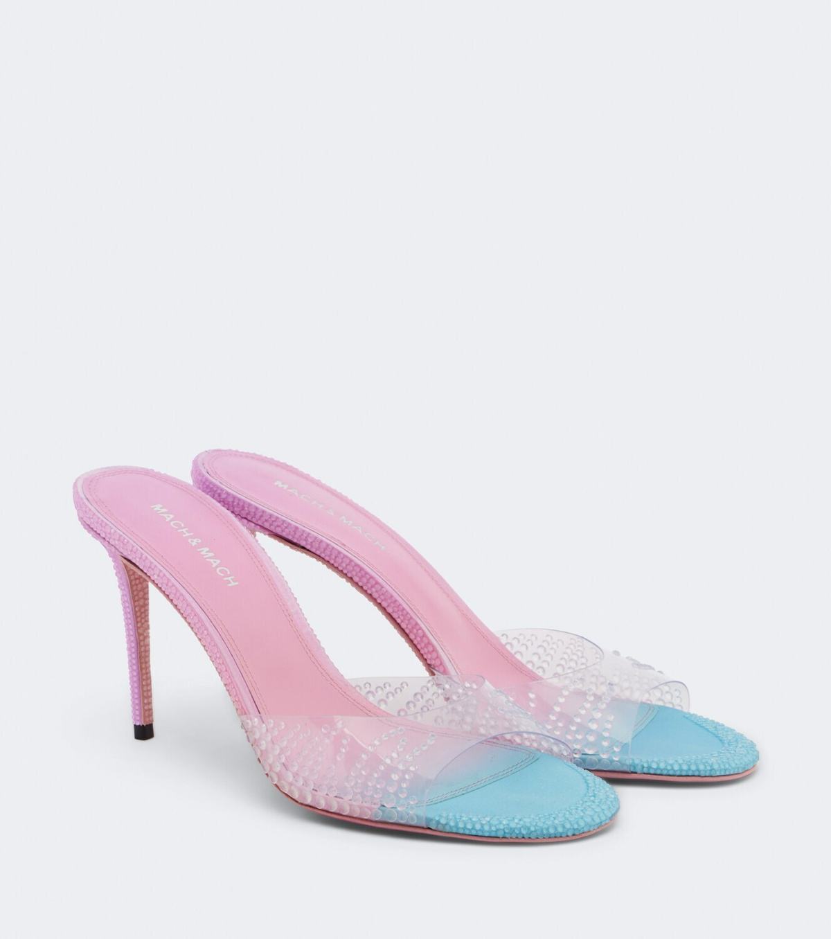 Mach & Mach Crystal Flame embellished PVC mules
