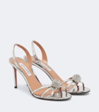 Aquazzura Crystal Bubble leather slingback sandals