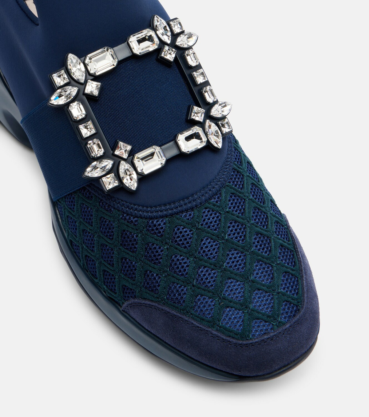 Roger Vivier Viv' Run suede-trimmed slip-on sneakers