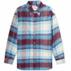 NOMA t.d. Men's Plaid Flannel Shirt in Burgundy/Light Blue