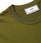 AMI - Logo-Appliquéd Cotton-Jersey T-Shirt - Army green