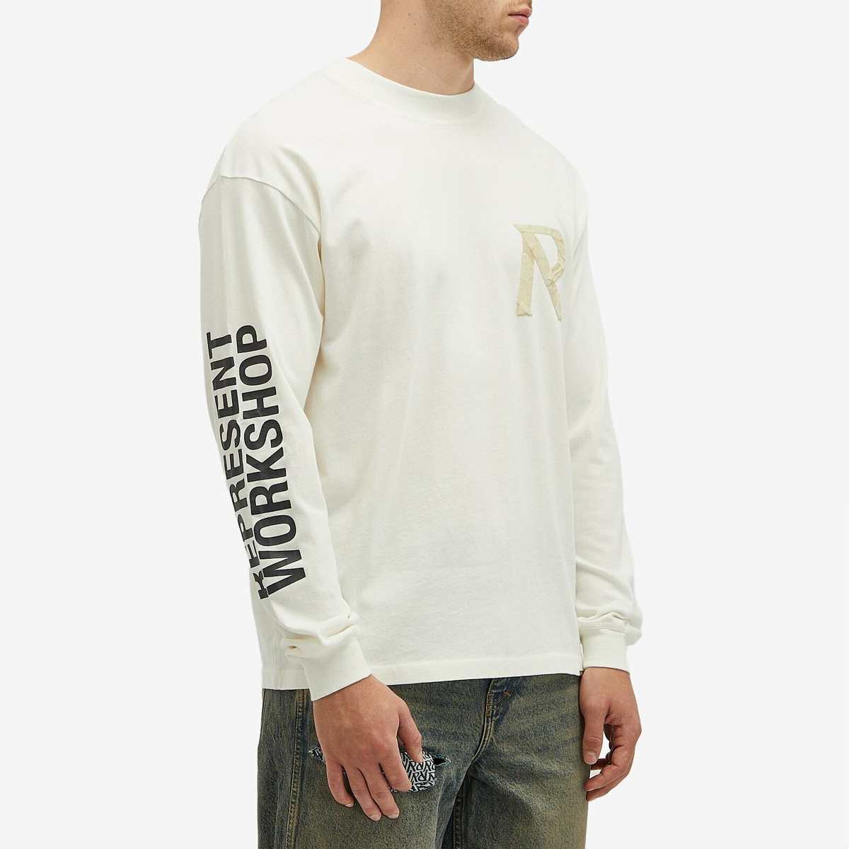Represent Men's Masking Tape Initial Ls T-Shirt in Flat White
