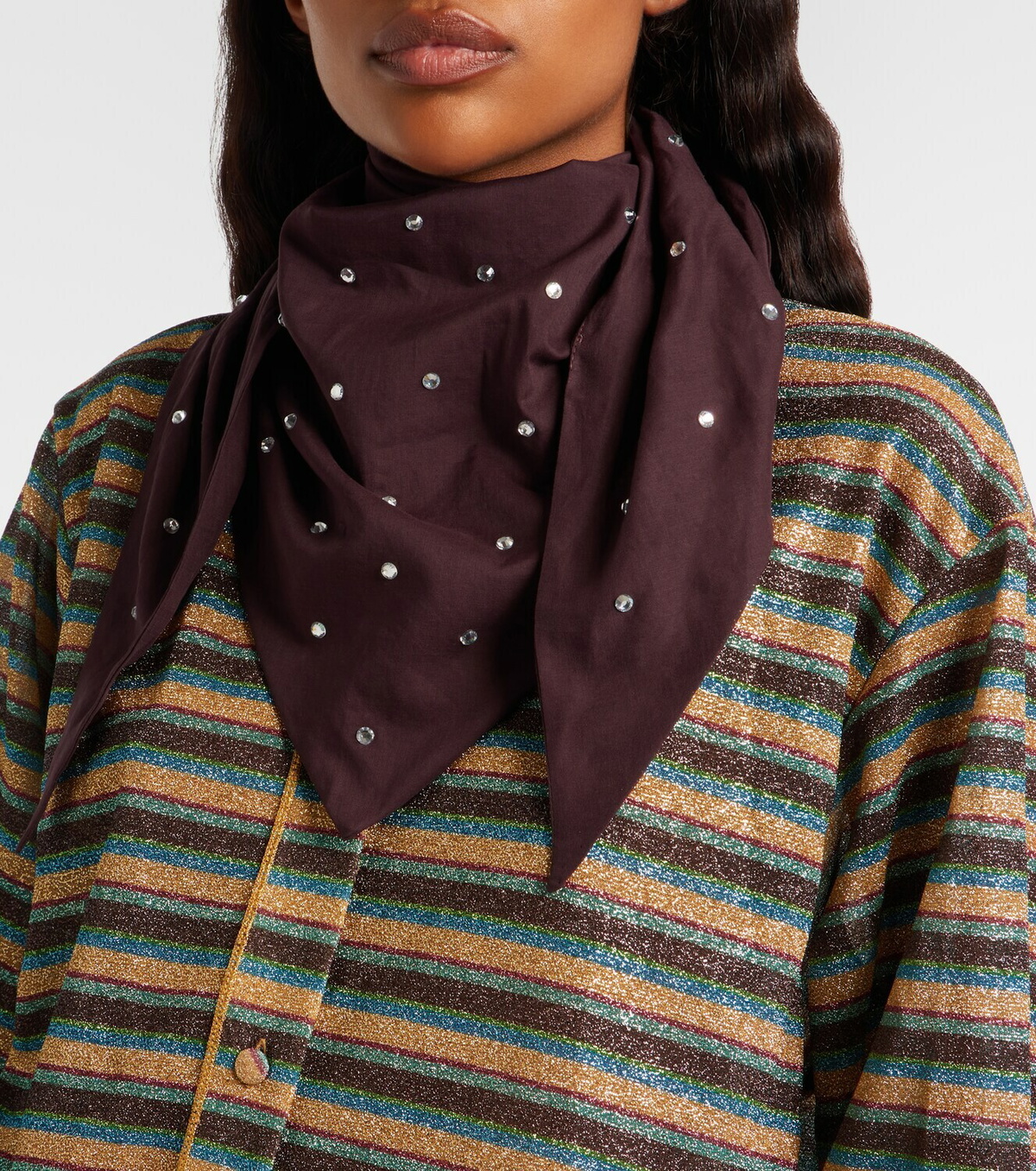 Oséree Embellished cotton and silk scarf