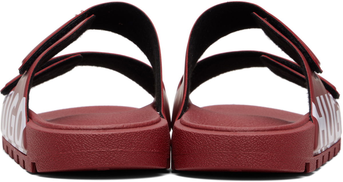 Hugo Red Double Touch-Closure Straps Logo Sandals