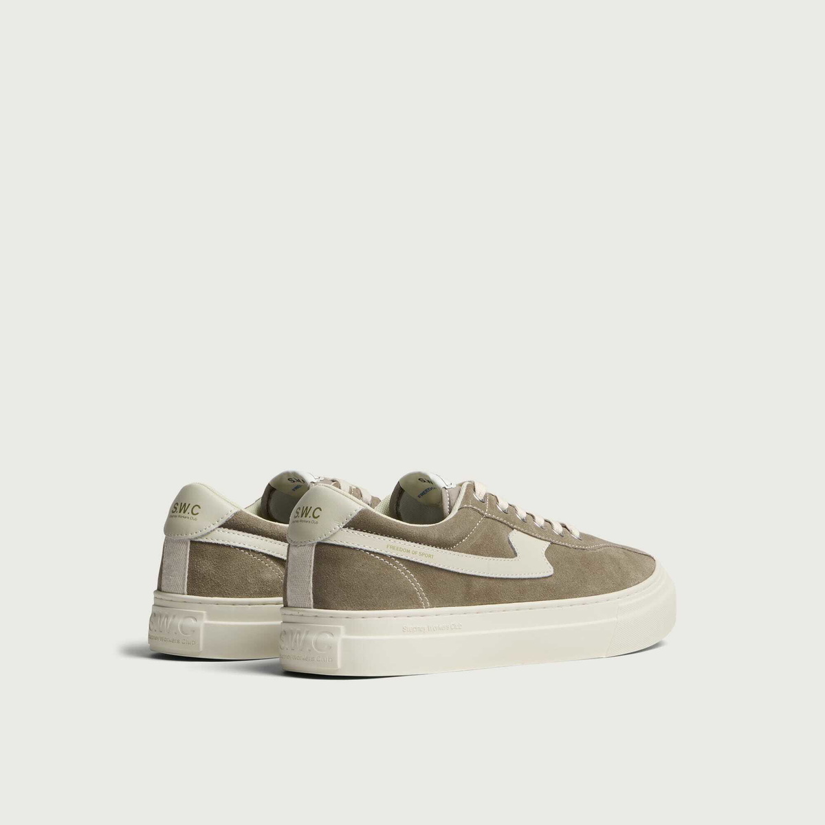 Stepney Workers Club Men's Dellow S-Strike Cup Suede Sneaker in Warm Grey