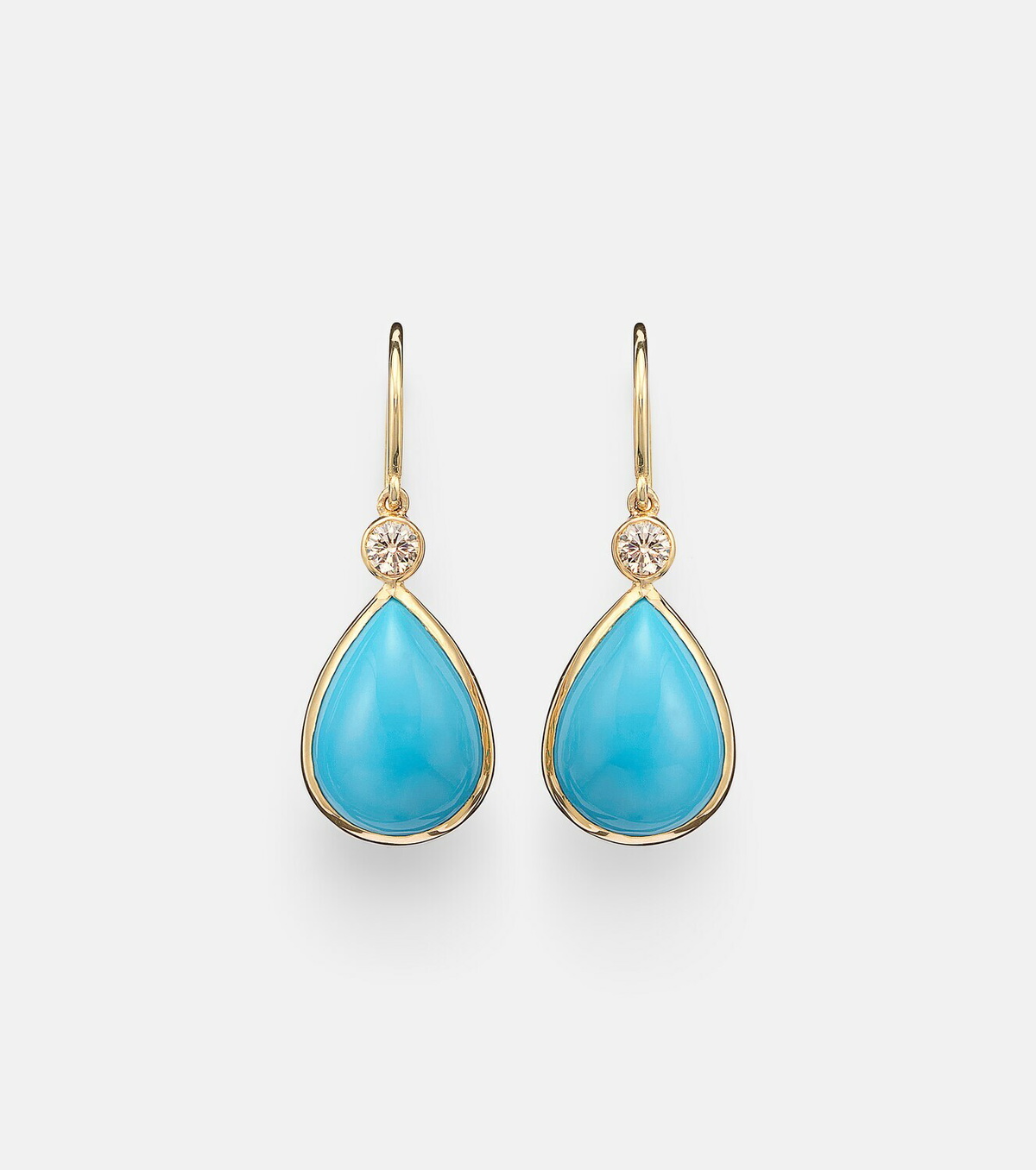 Ileana Makri 14kt gold (585/1000) drop earrings with turquoises and diamonds