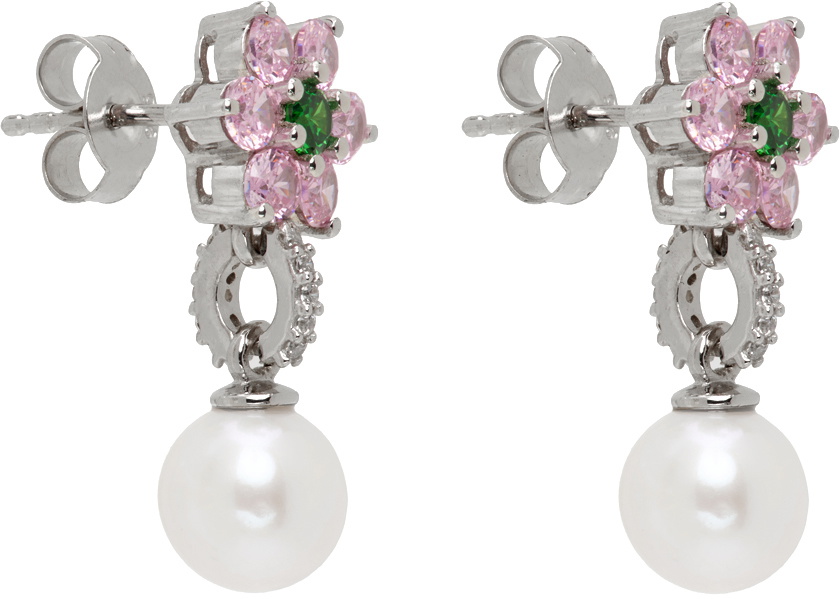 VEERT White Gold Flower Earrings