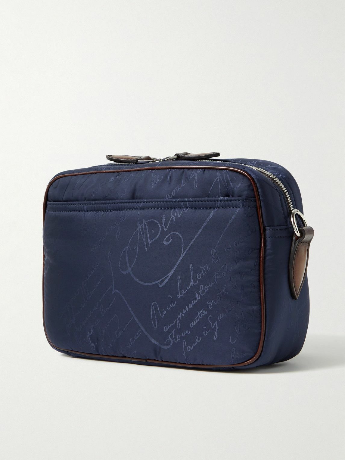 Berluti - Scritto Venezia Leather-Trimmed Nylon-Jacquard Messenger 