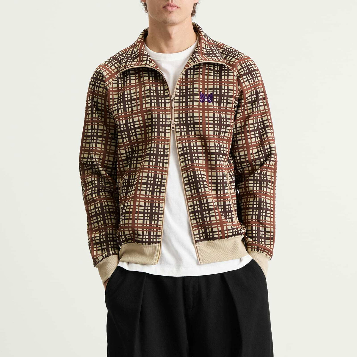 Needles Men's Poly Jacquard Track Jacket in Plaid Needles