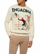 MC2 Saint Barth White Sweater Bombardino Light With Engadina Skiers Jacquard