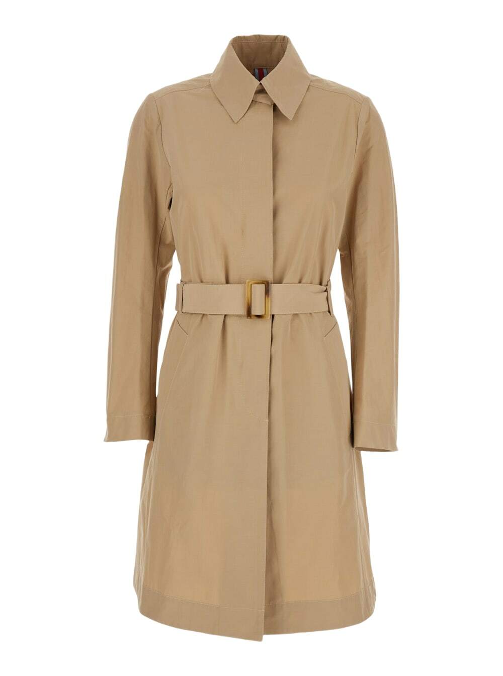 Merci Beige Trench Coat With Classic Collar And Adjustable Belt In Fabric Woman