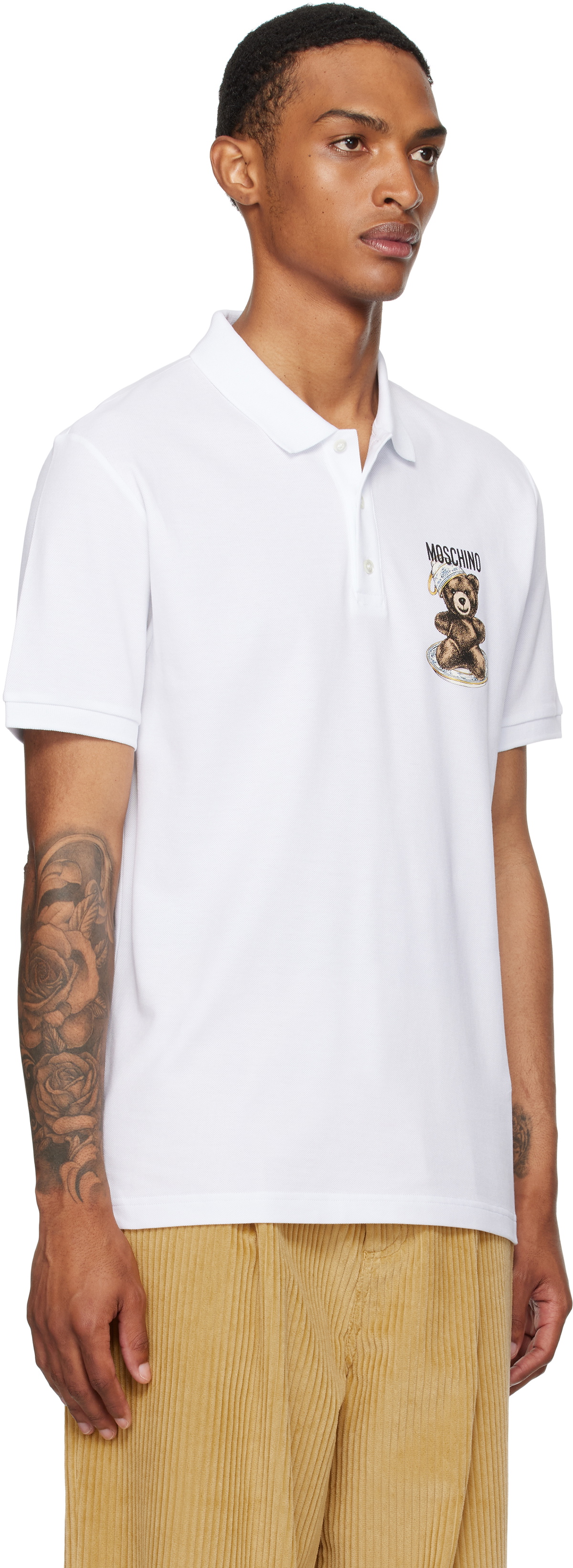 Moschino White Teddy Polo