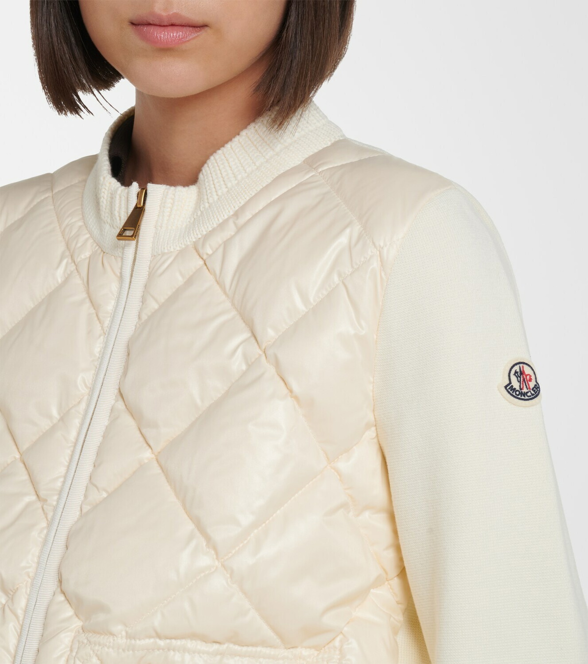 Moncler Down-paneled cotton cardigan