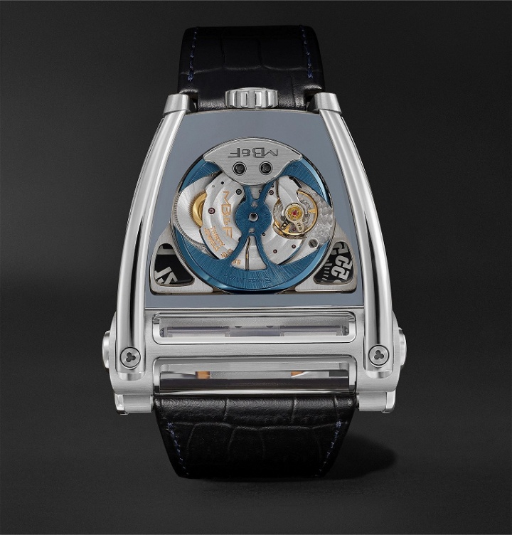 Photo: MB&F - HM8 Can-Am Automatic 51.5mm White Gold, Titanium and Croc-Effect Leather Watch - Blue