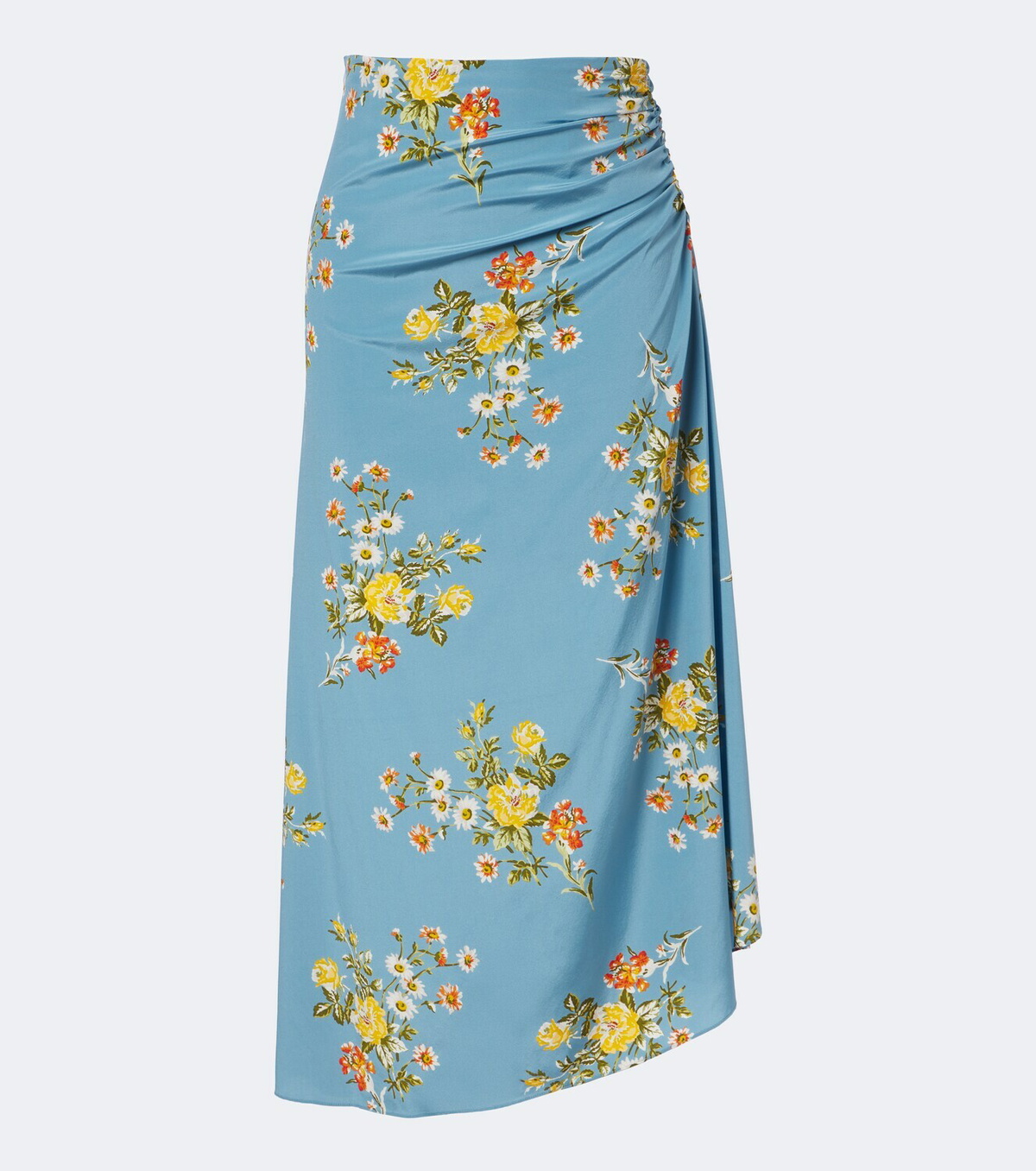 Veronica Beard Limani ruched floral silk-blend midi skirt