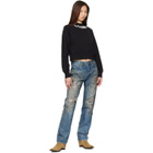 Palm Angels Black Neck Logo Fitted Sweatshirt