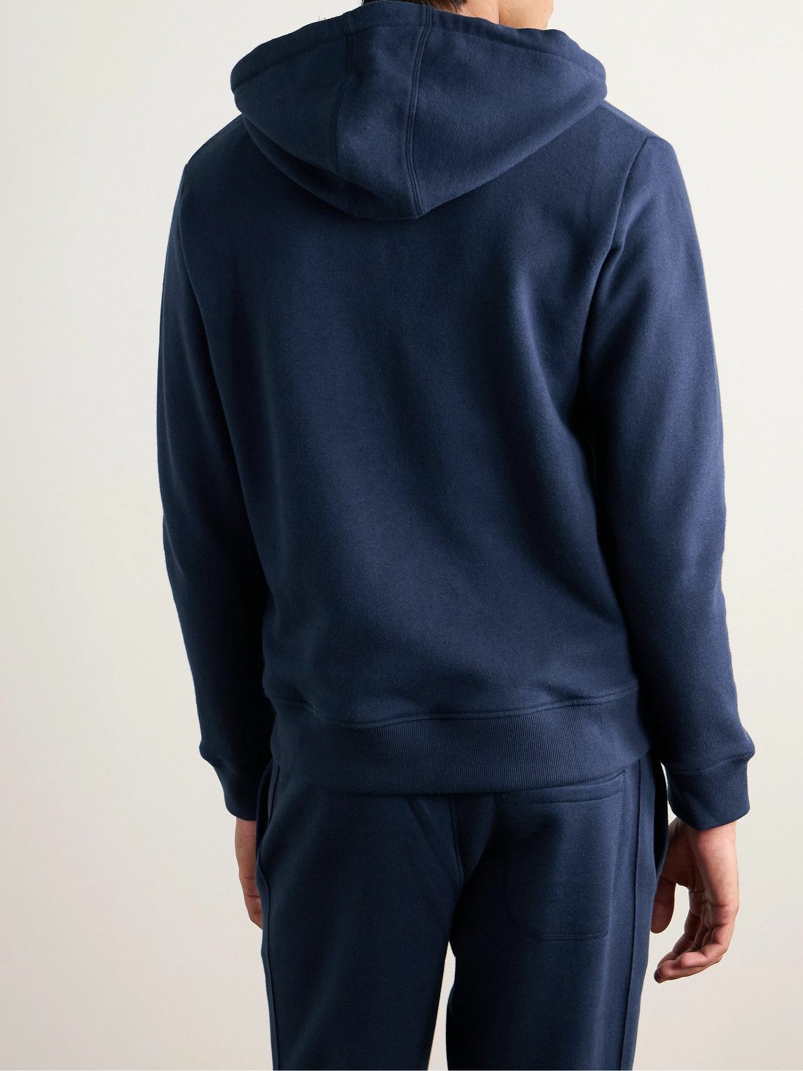 Kingsman - Logo-Embroidered Cotton and Cashmere-Blend Jersey Zip-Up Hoodie - Blue