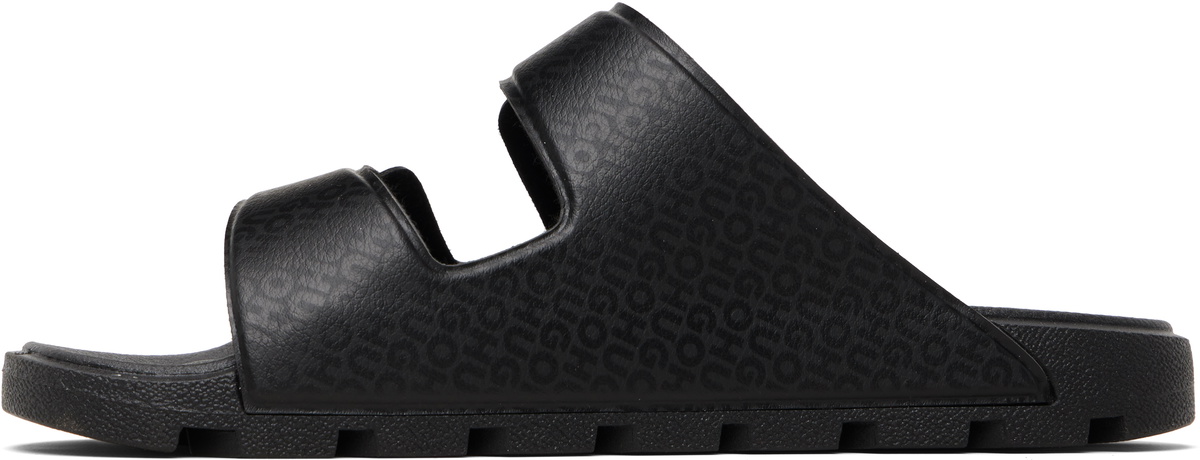 Hugo Black Printed-Logo Sandals