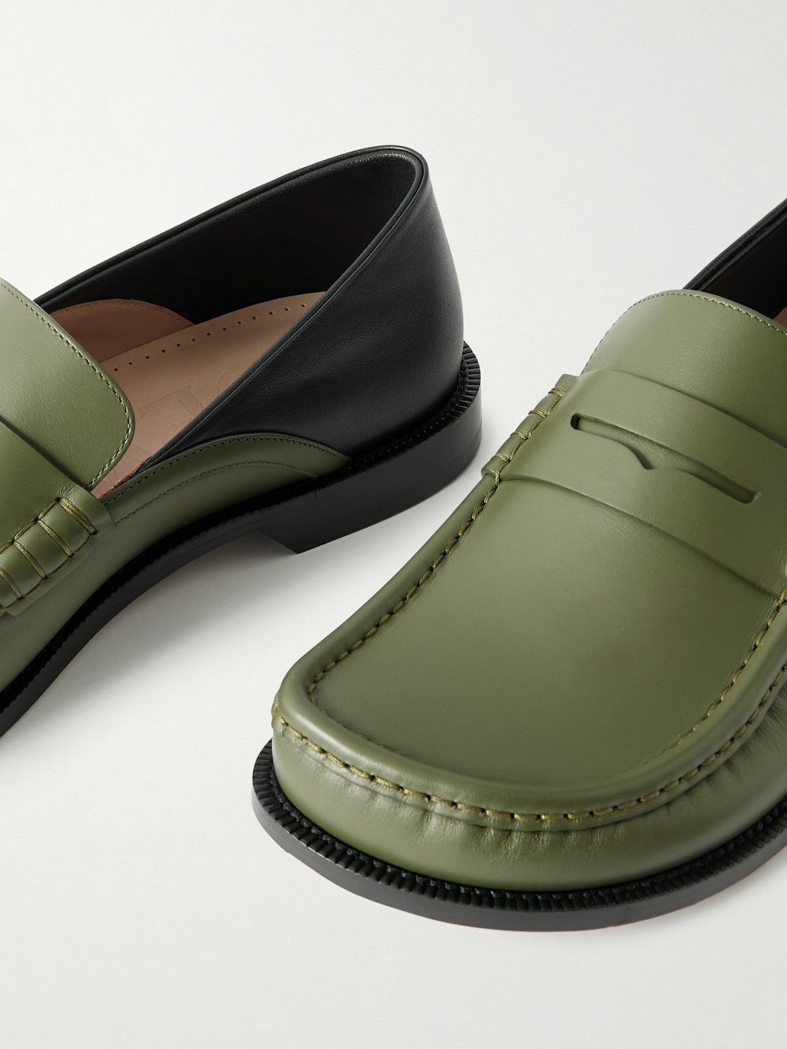 LOEWE - Campo Collapsible-Heel Leather Penny Loafers - Green