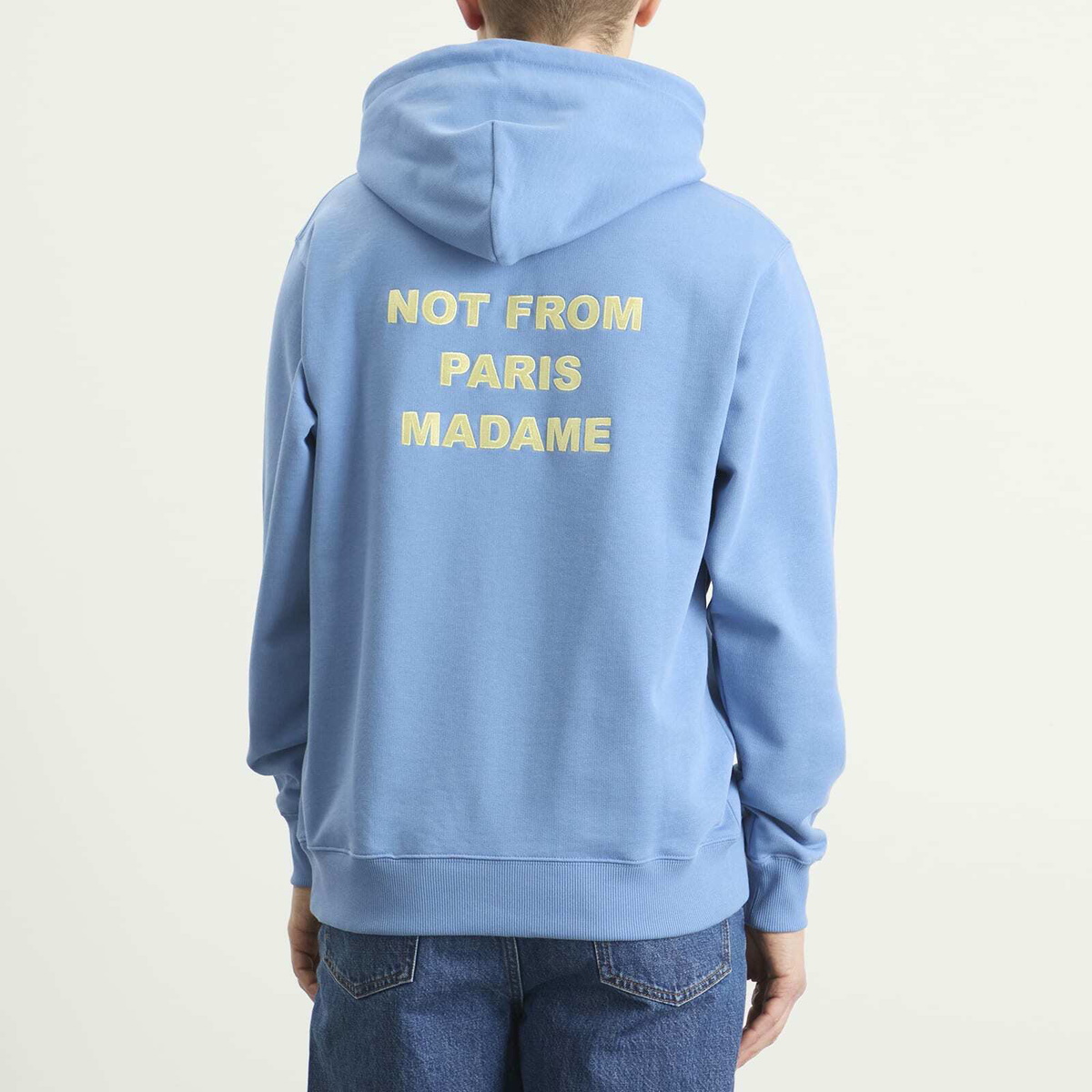 Drôle de Monsieur Men's Slogan Hoodie in Atlantic Blue