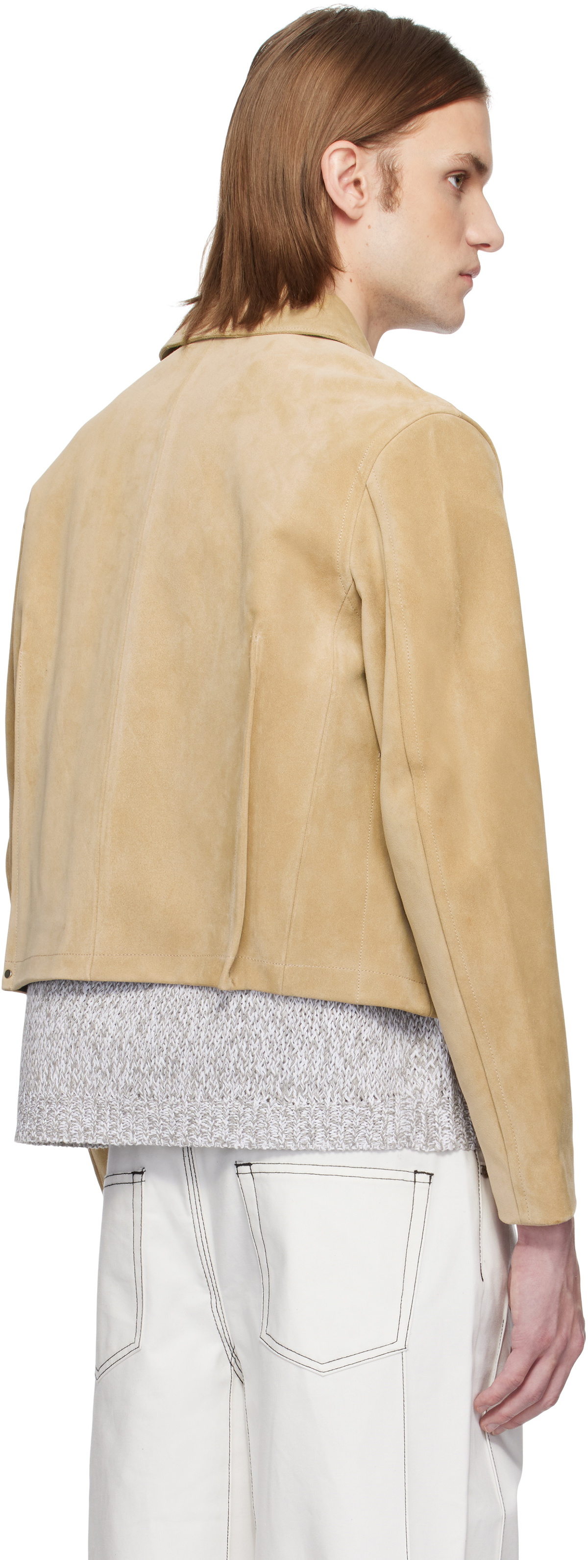 Karmuel Young Beige 2-Way Pocket Suede Jacket